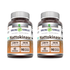 Amazing Formulas Nattokinase 100 mg Veggie Capsule Bottle 90 Count – 2 Pack, Made in USA, Non-GMO, Gluten Free