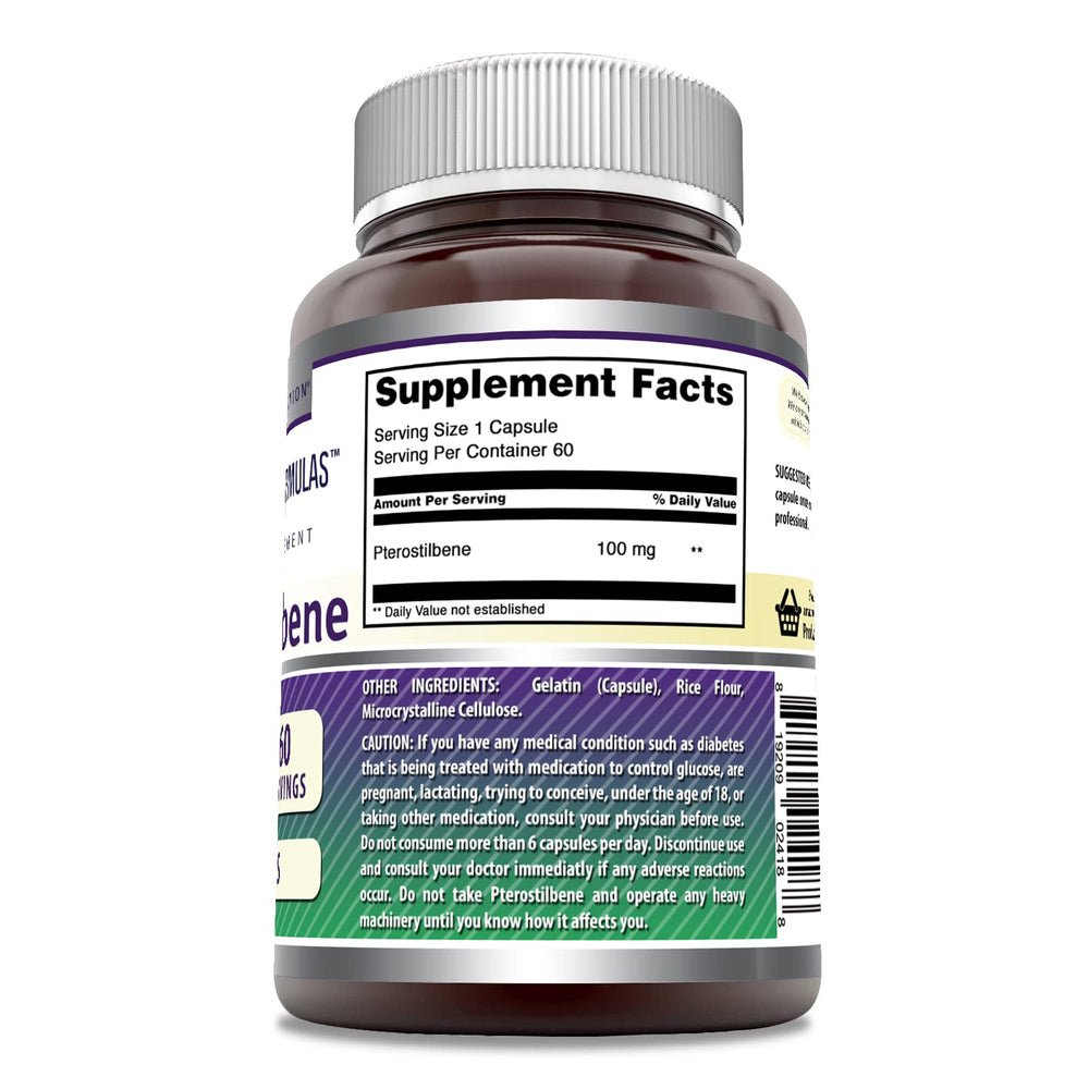 Pterostilbene supplement bottle on white background