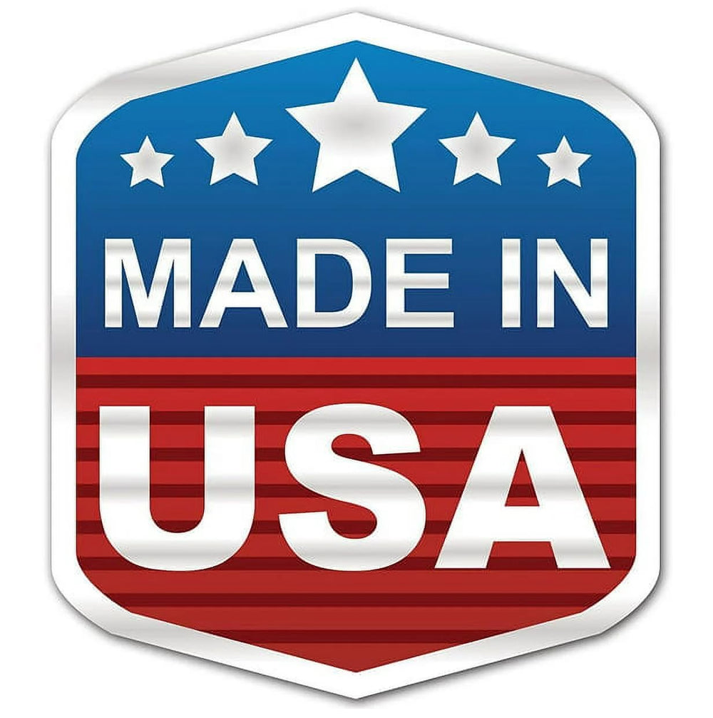 Proudly made in the USA emblem on bottle