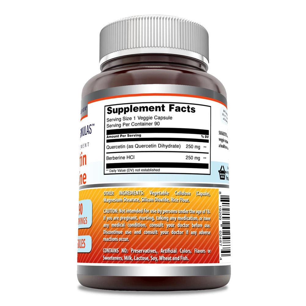 Label highlights Quercetin and Berberine per serving