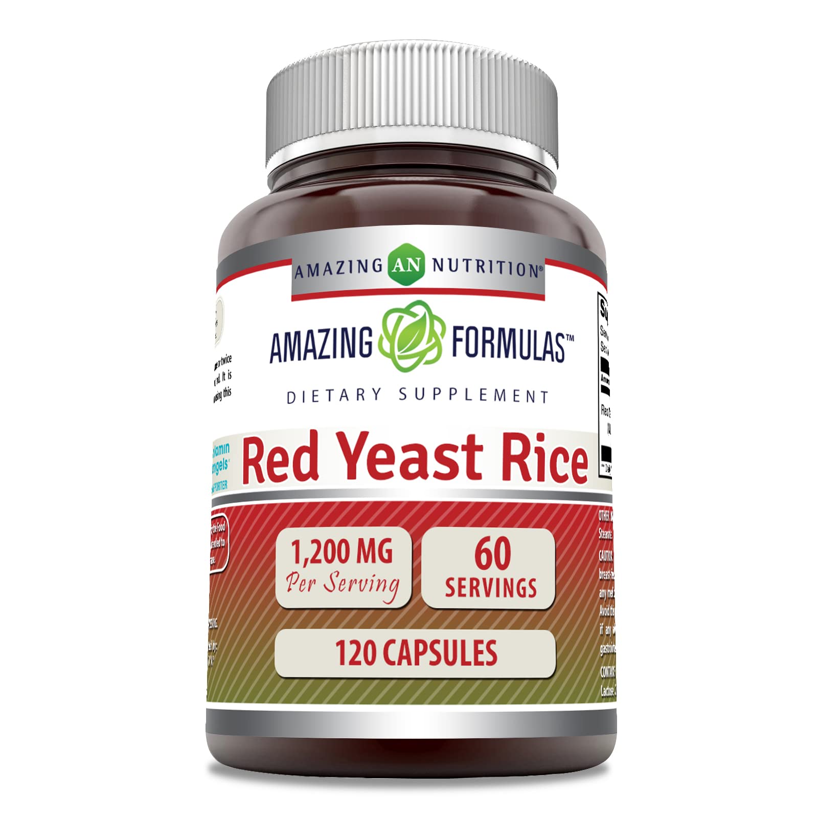 Red Yeast Rice 1200mg per serving capsule bottle