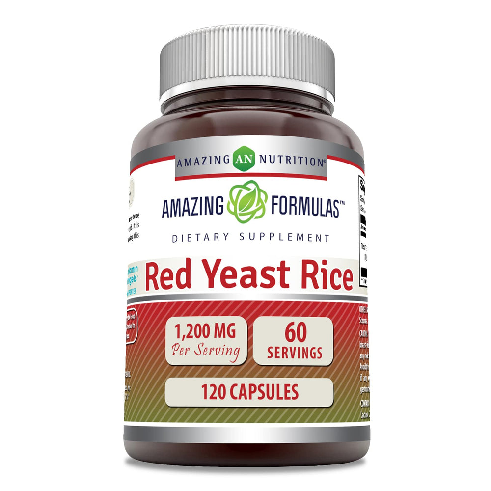 Red Yeast Rice 1200mg per serving capsule bottle