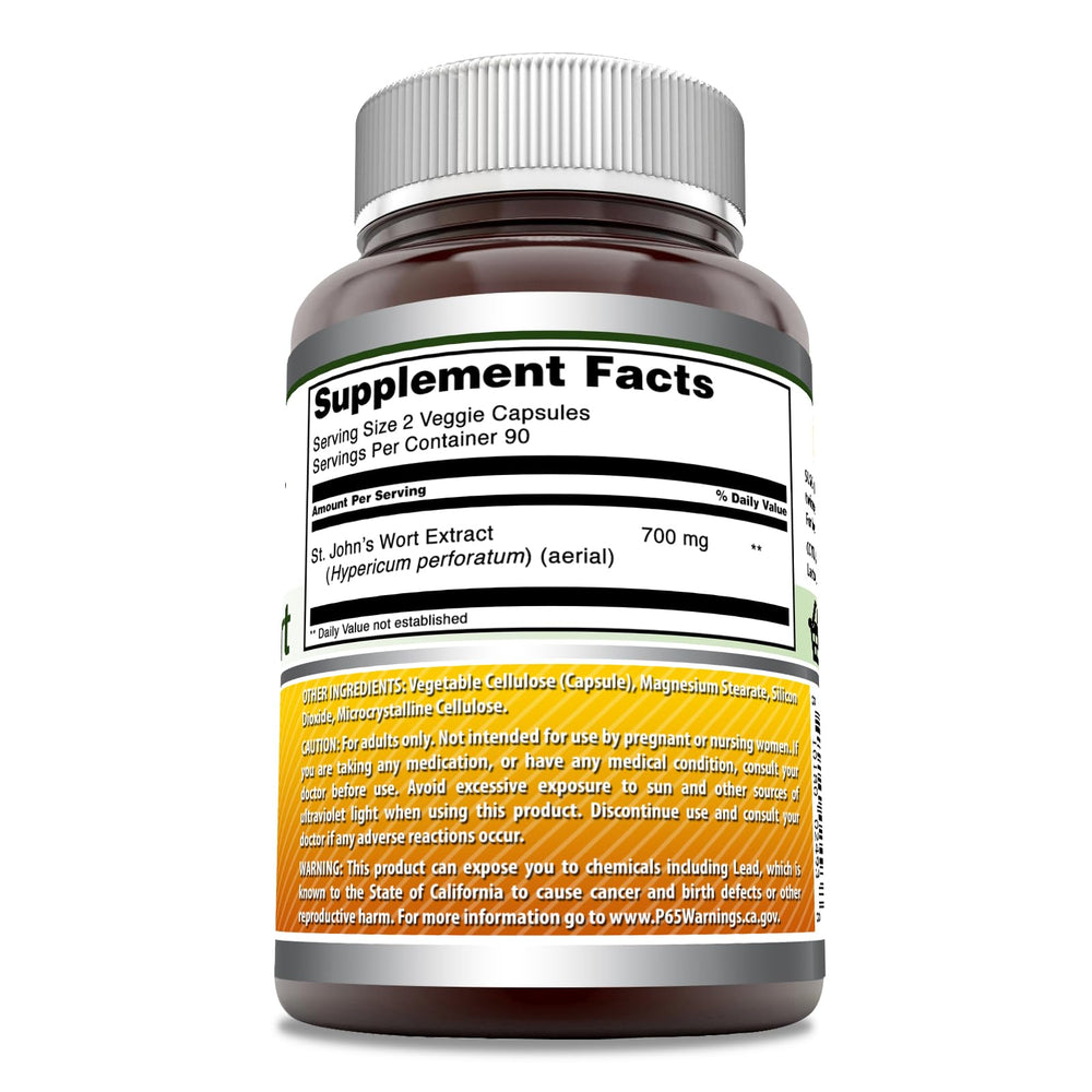 Label highlights 700 mg per serving for St. John's Wort