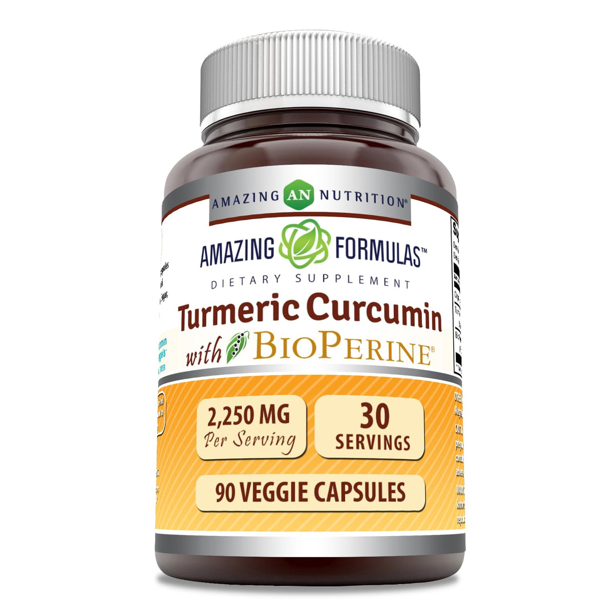 Bottle and label of Amazing Formulas Turmeric Curcumin with Bioperine 2250 mg