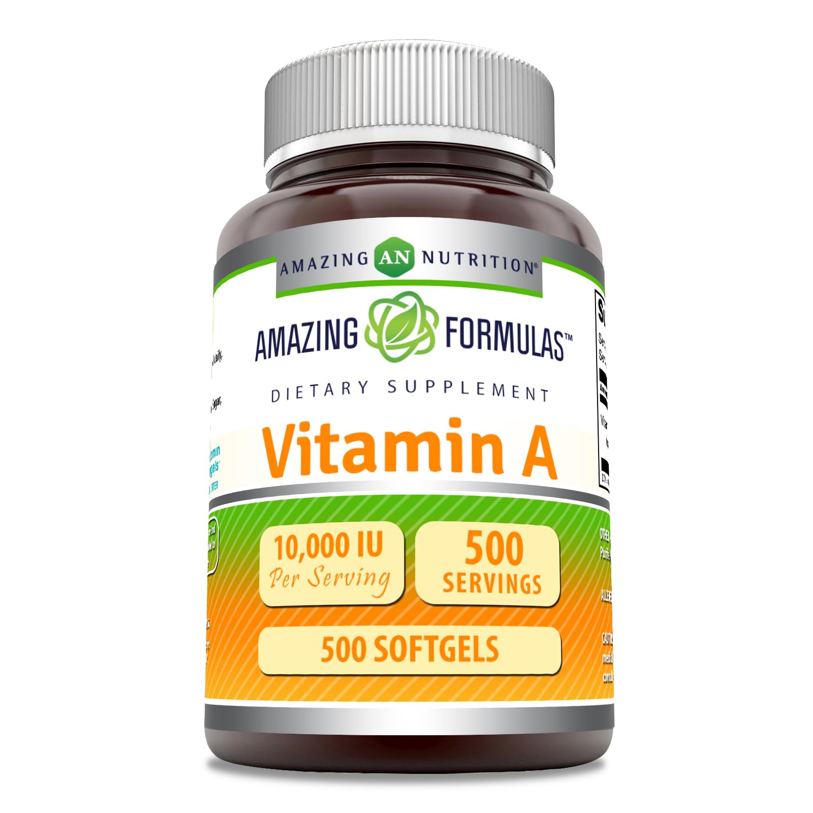 Bottle of Amazing Formulas Vitamin A 10000 IU Retinyl Palmitate softgels