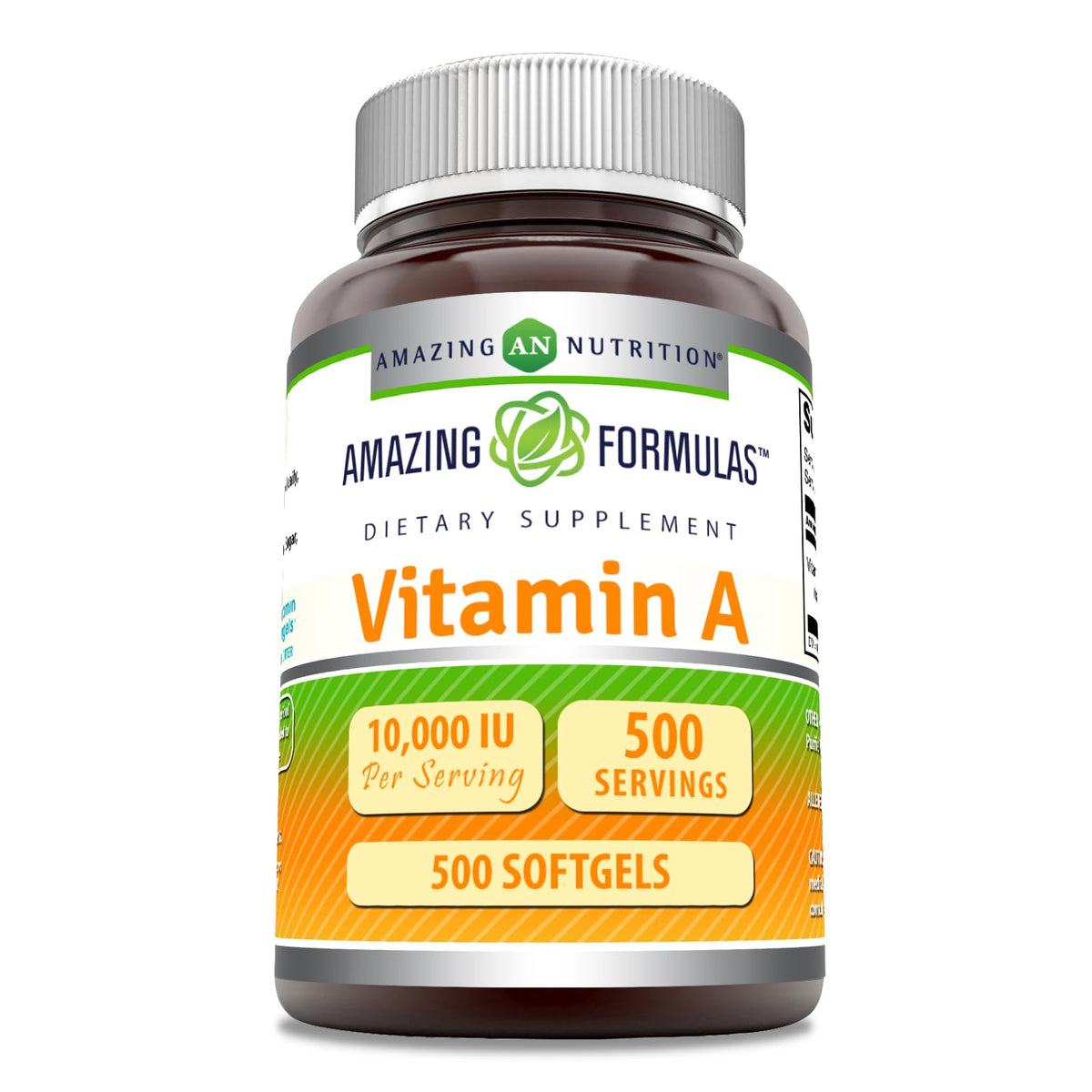 Bottle of Amazing Formulas Vitamin A 10000 IU Retinyl Palmitate softgels