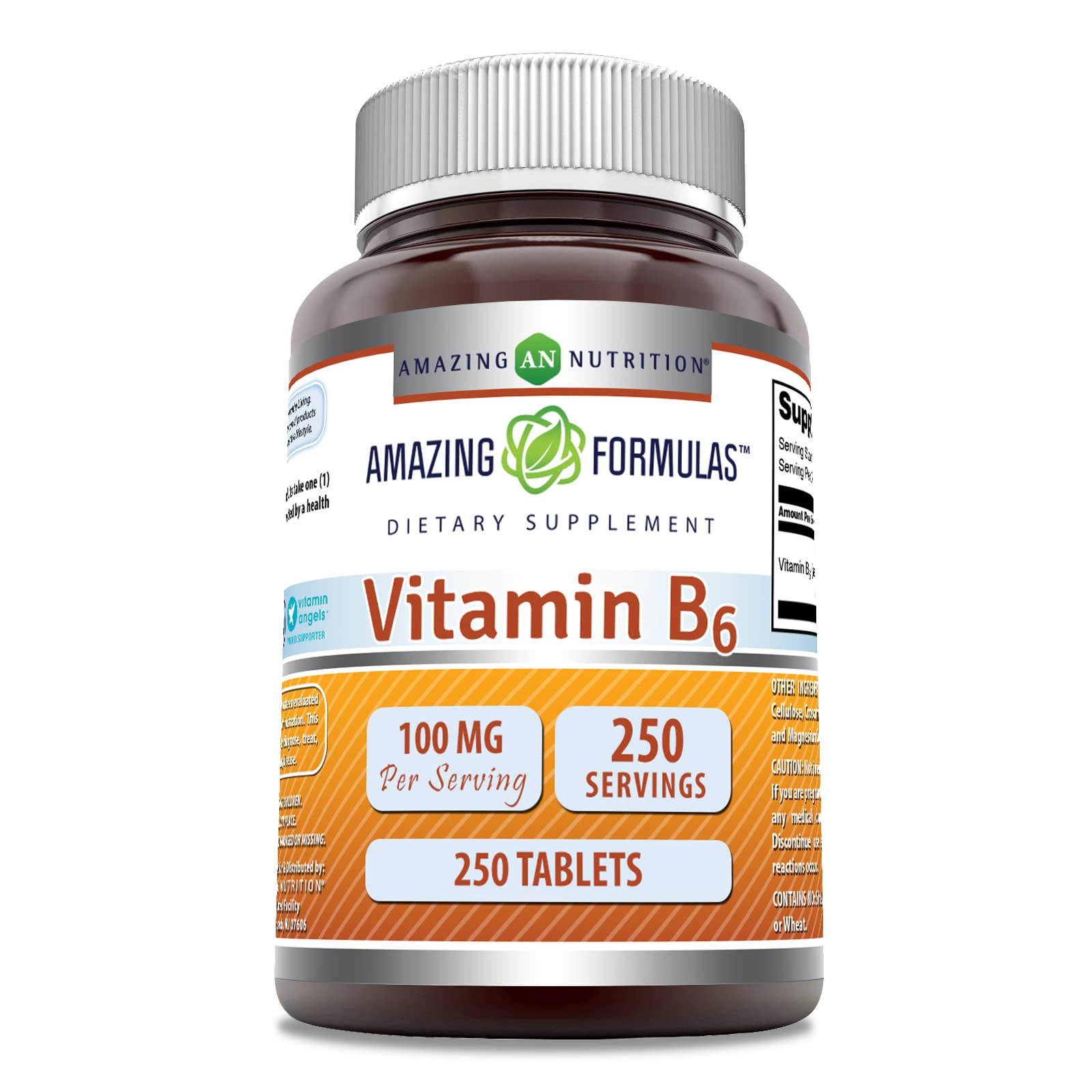Front bottle of Amazing Formulas Vitamin B6 Supplement 100 mg