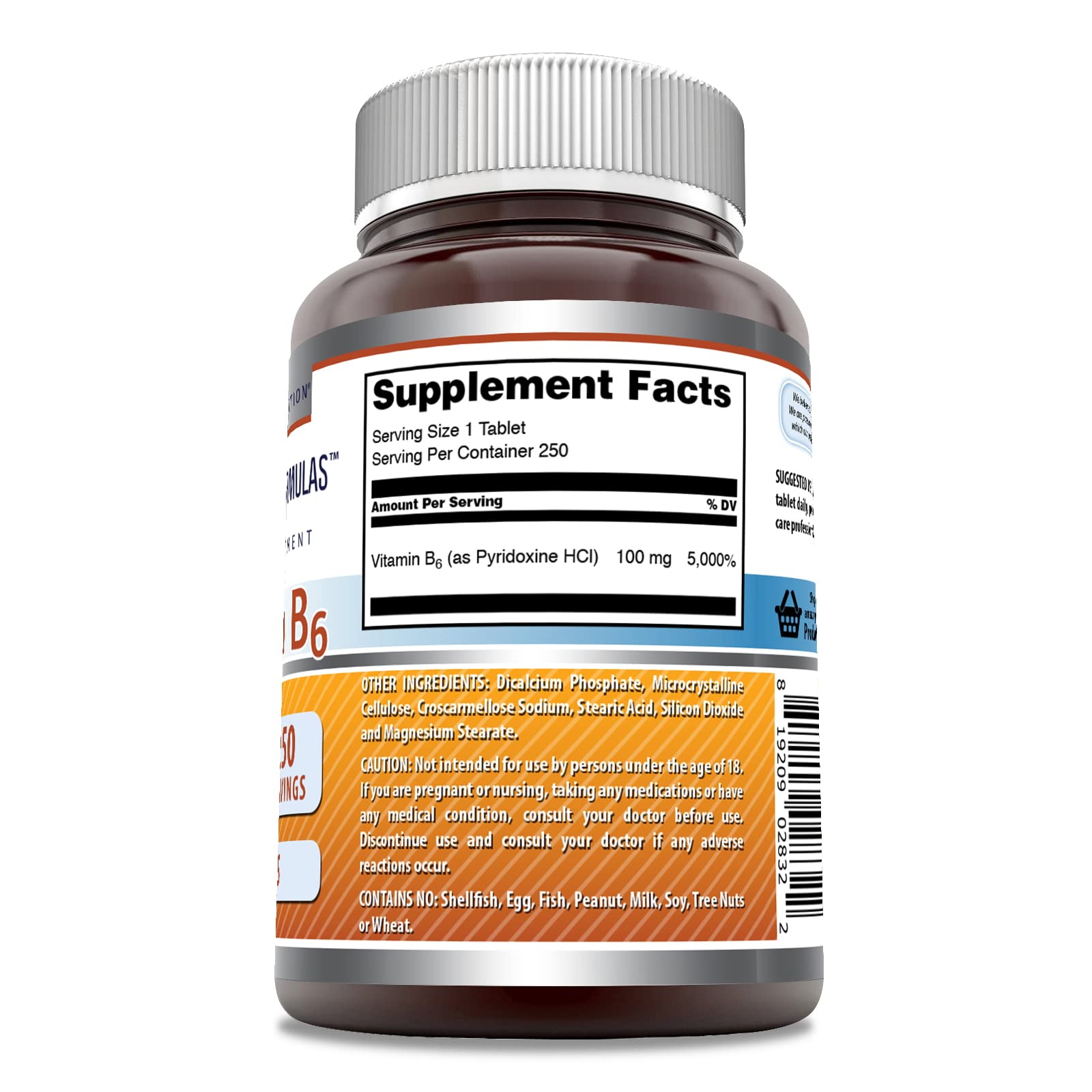 Vitamin B6 supplement tablets close-up