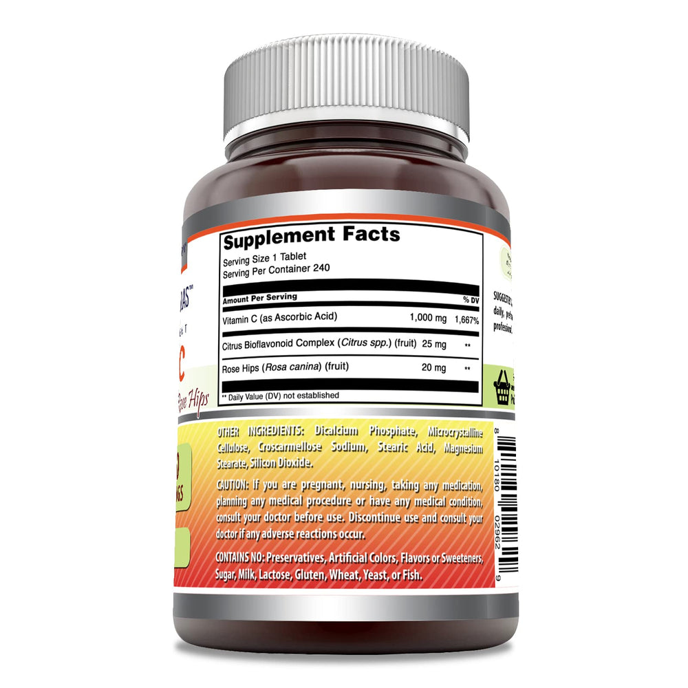Rose hips extract and citrus bioflavonoids imagery on supplement label