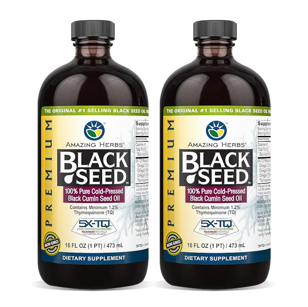 Bottle of Amazing Herbs Black Seed Oil with label