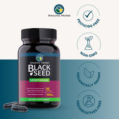 Back of bottle showing 60 vegetarian capsules per bottle