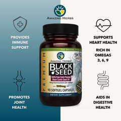 Close-up of black seed oil capsules
