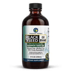 Amazing Herbs Black Seed and Pumpkin Seed Oil Blend bottle front 8 oz