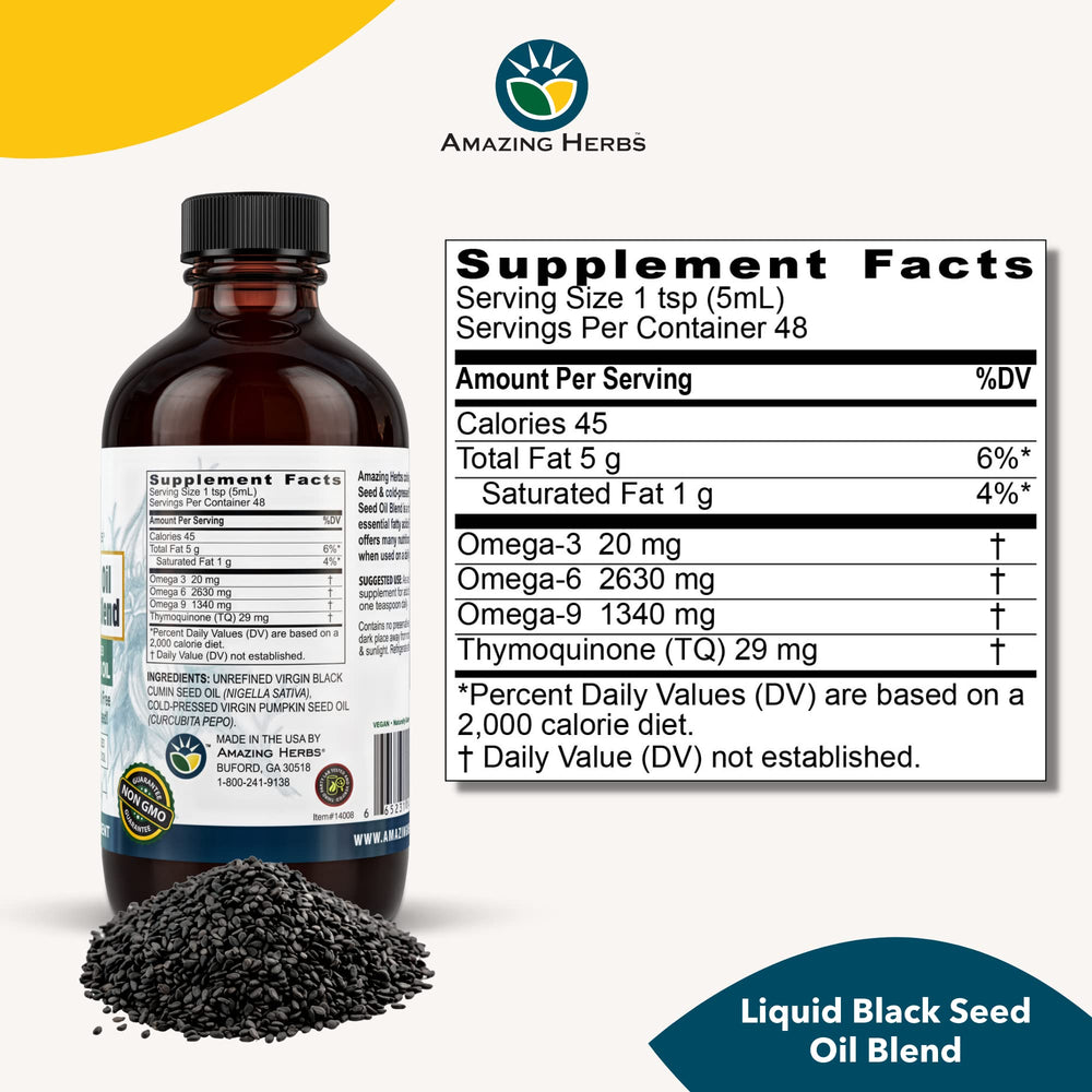 Bottle showing side view of the oil blend packaging