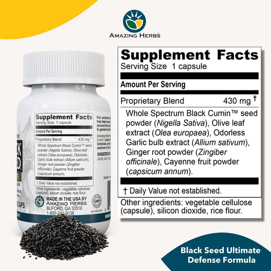 Capsule close-up from Amazing Herbs Black Seed Ultimate