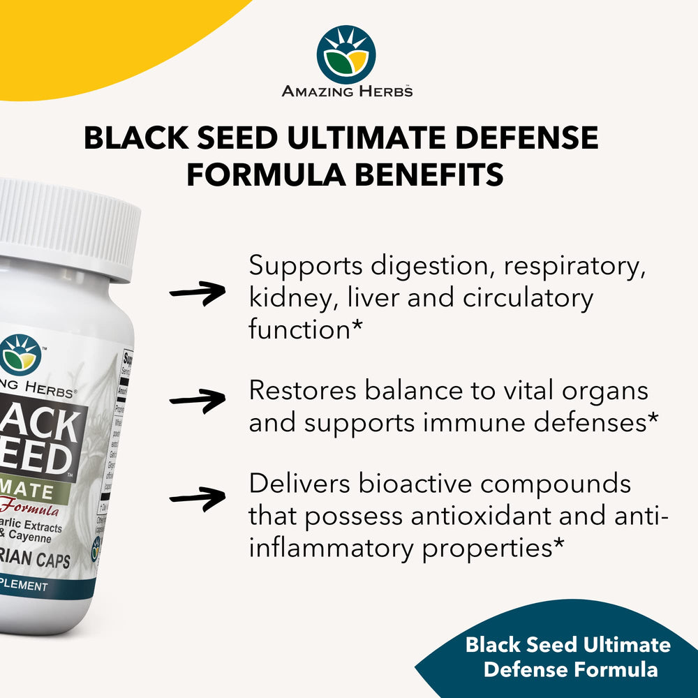 Nutrition and 100 count label on Amazing Herbs Black Seed Ultimate