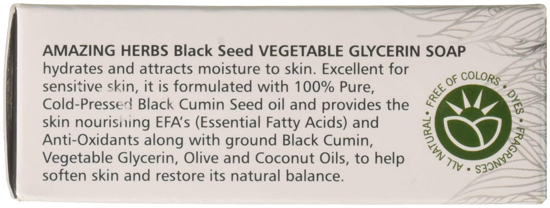 Ingredients including olive oil, coconut oil, palm oil, and vegetable glycerin