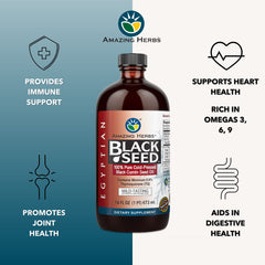 Pouring Amazing Herbs Egyptian Black Seed Oil shows a mild flavor ideal for lighter palates.