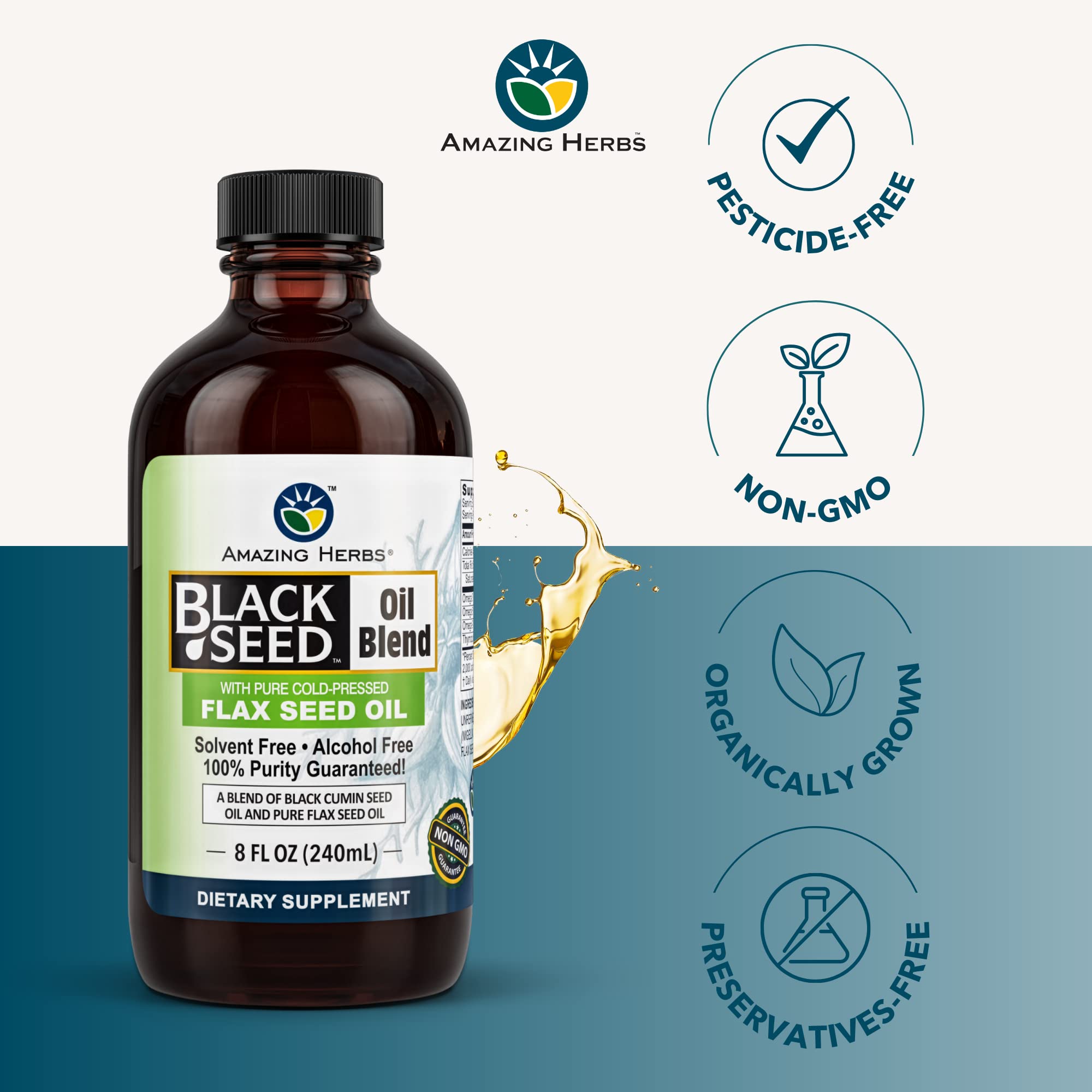 Gluten-free and non-GMO icons for Amazing Herbs product