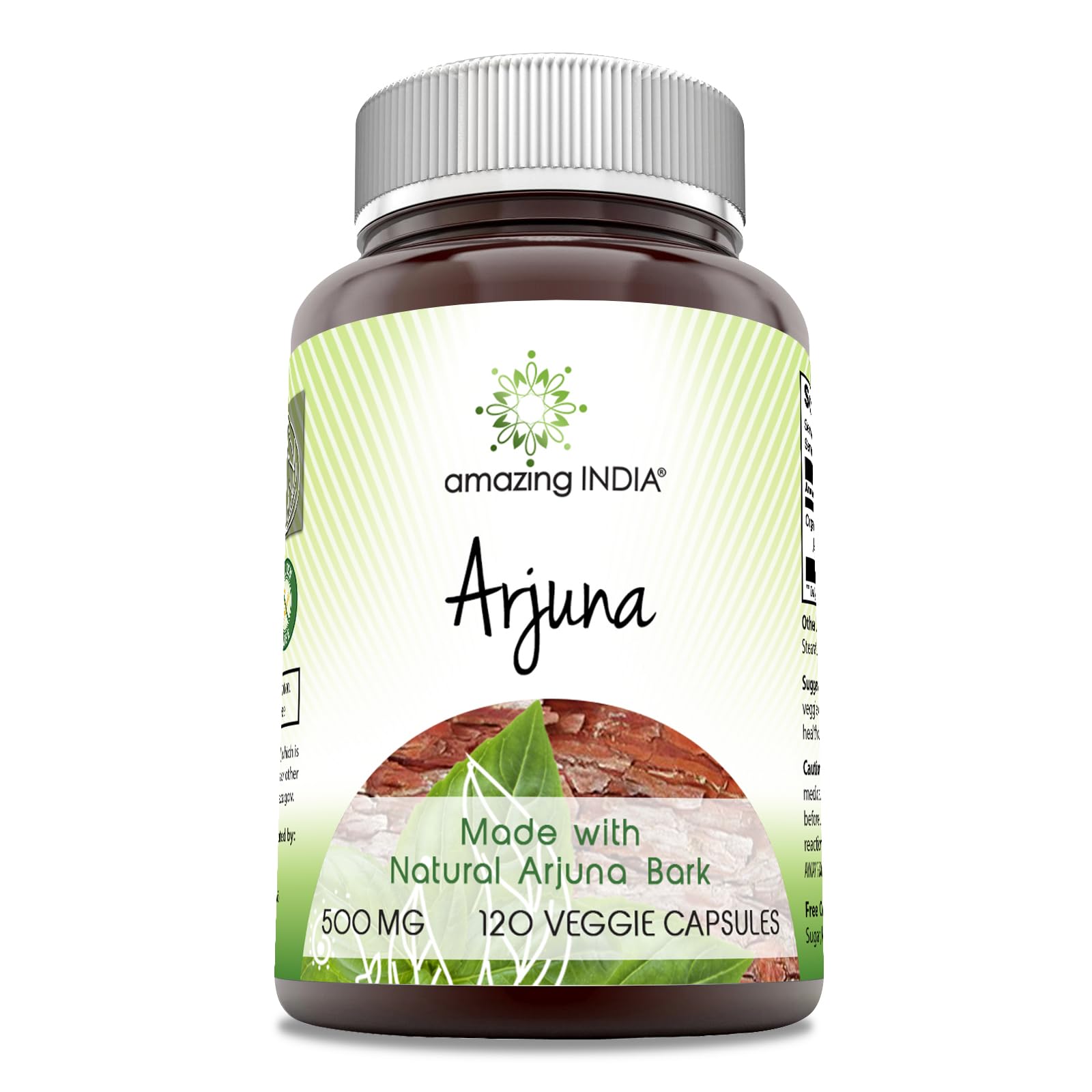 Bottle of Amazing India Arjuna 500 Mg supplement