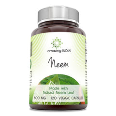Amazing India Neem 500mg supplement bottle label