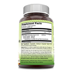 Close-up of product label for Amazing India Turmeric Curcumin 1000mg