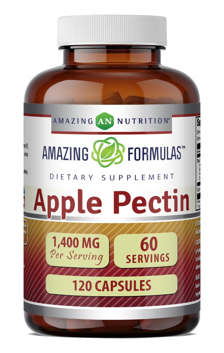 Amazing Nutrition Apple Pectin botella con cápsulas fáciles de tomar.
