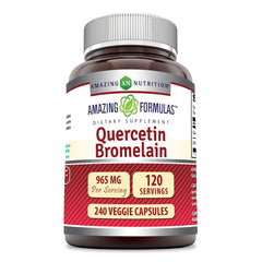 Bottle of Amazing Nutrition Quercetin 800 mg with Bromelain 165 mg Veggie Capsules, 240 count