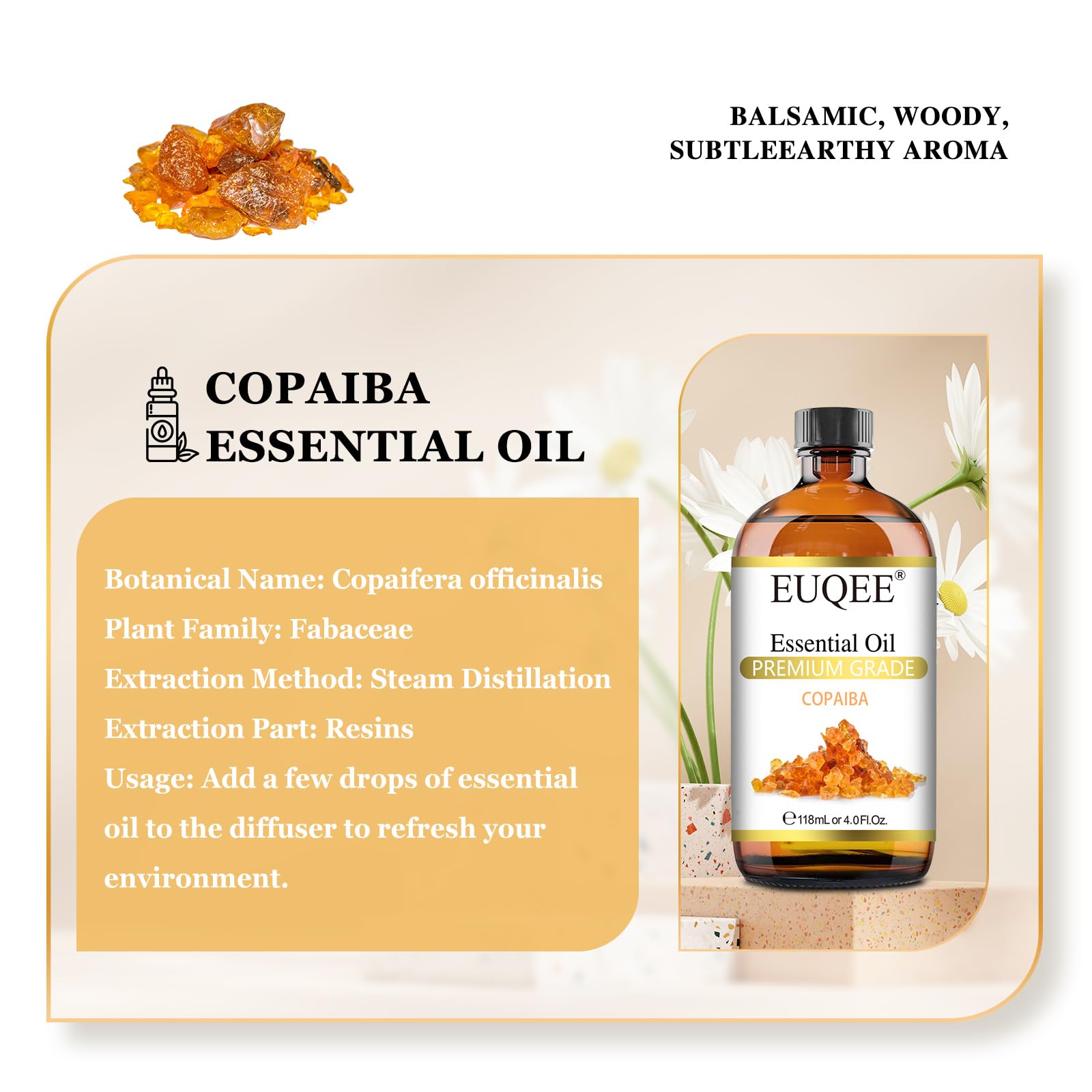 Amber glass bottle with dropper for Copaiba oil
