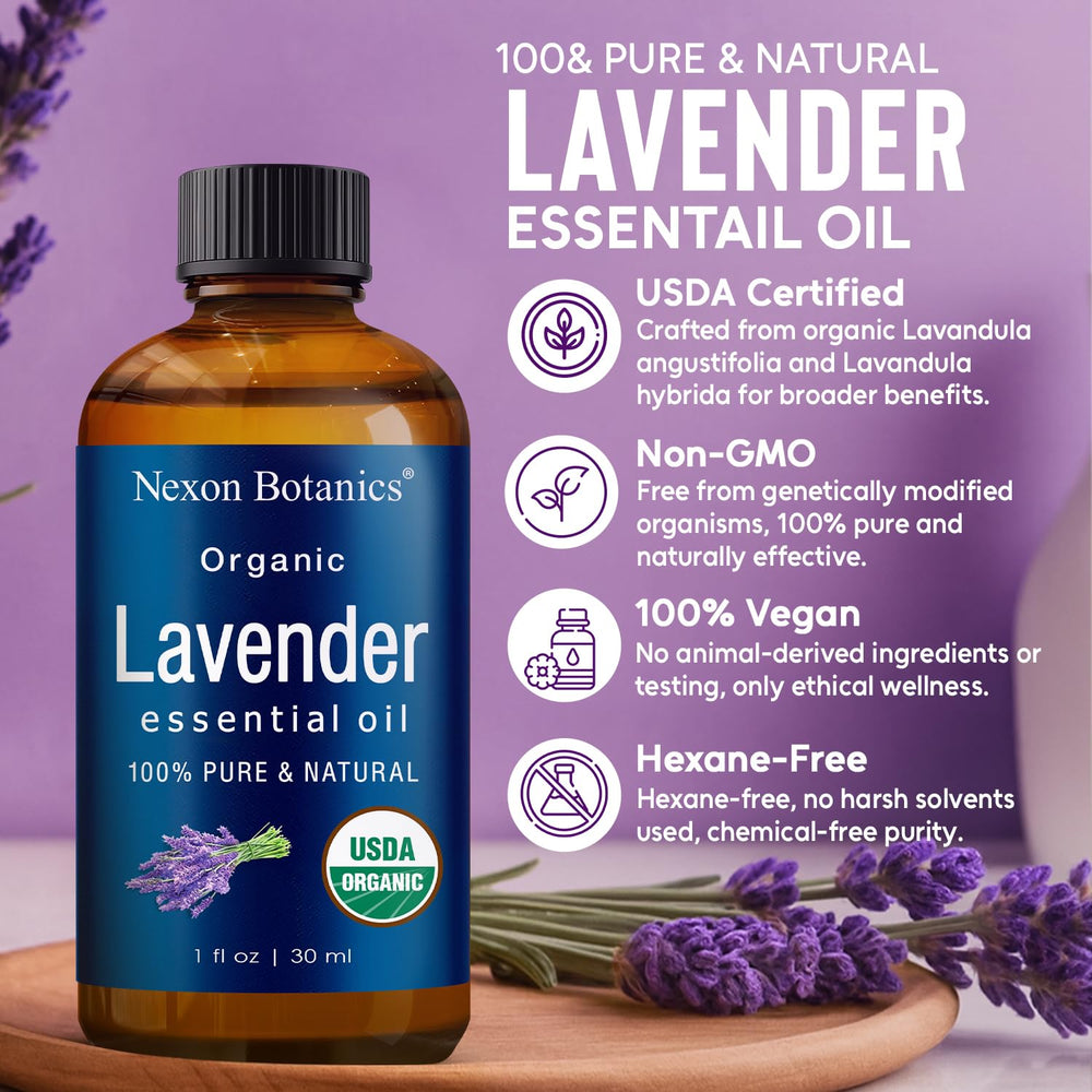 Amber glass bottle with dropper for lavender oil