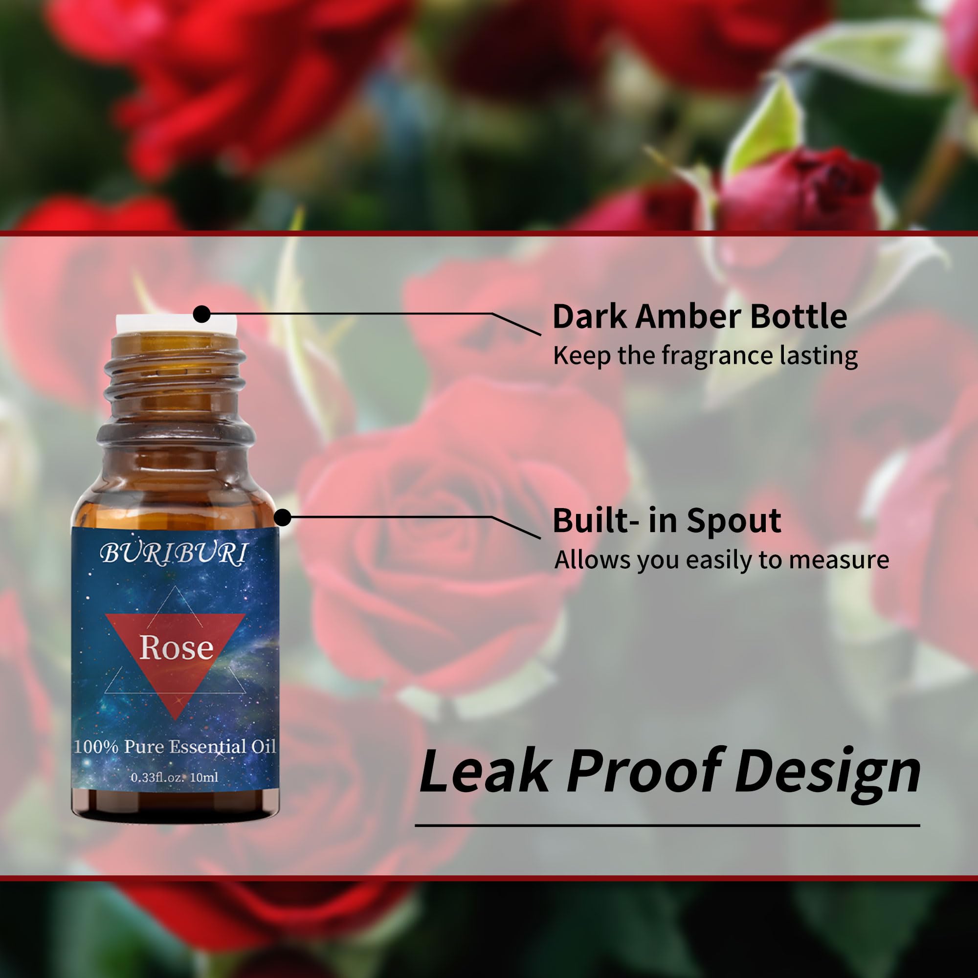 Amber glass bottles for essential oils