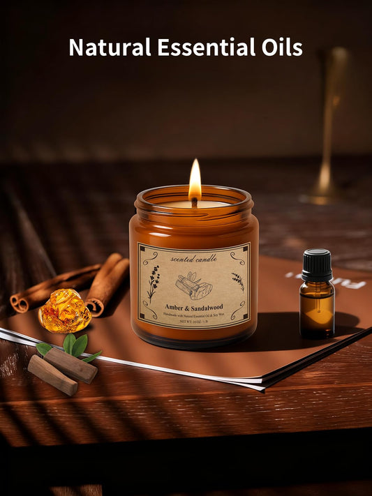 Amber and sandalwood soy wax candle 16oz
