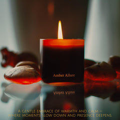 Amber scented candle in black matte jar