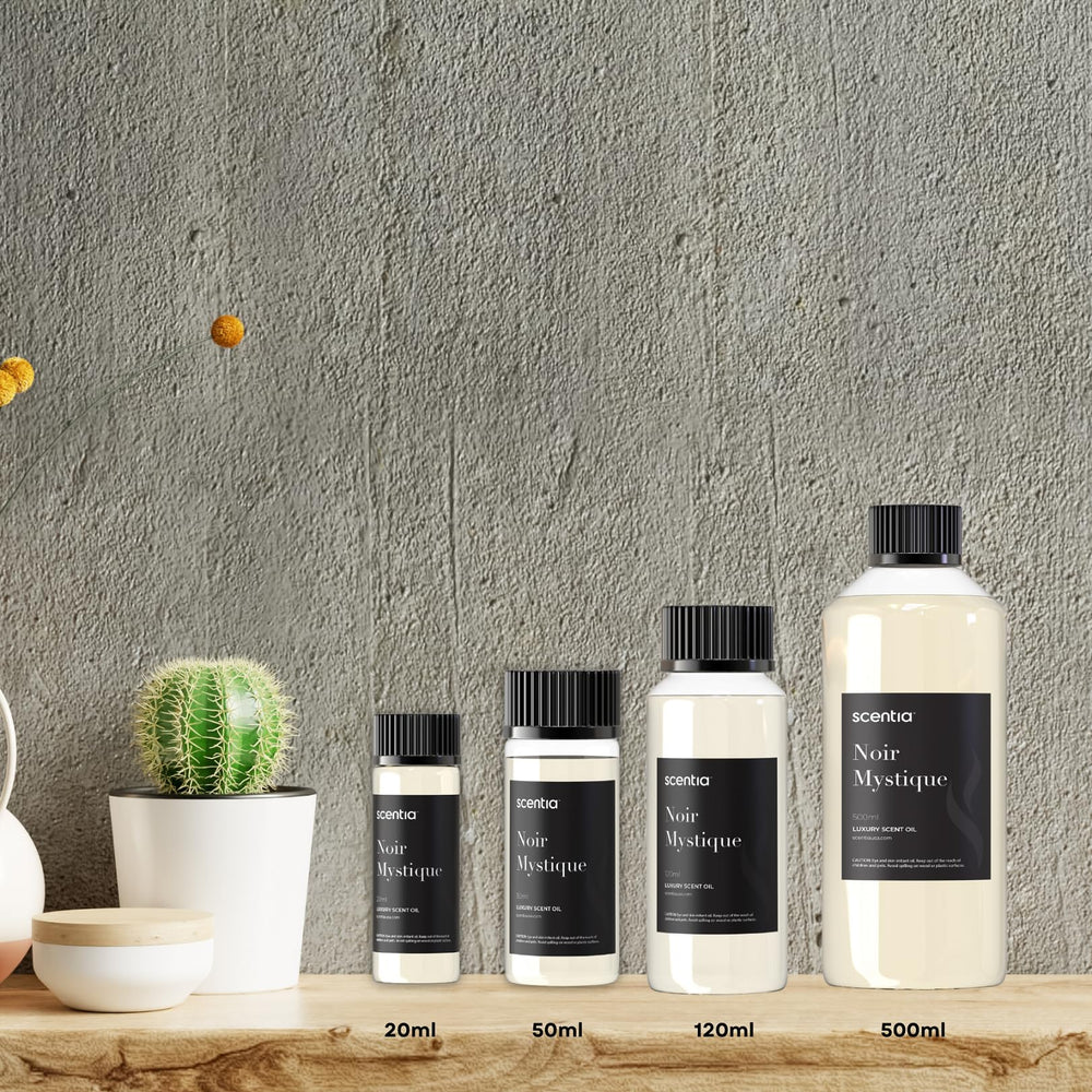 Ambient scene featuring Noir Mystique diffuser oil in a luxurious room