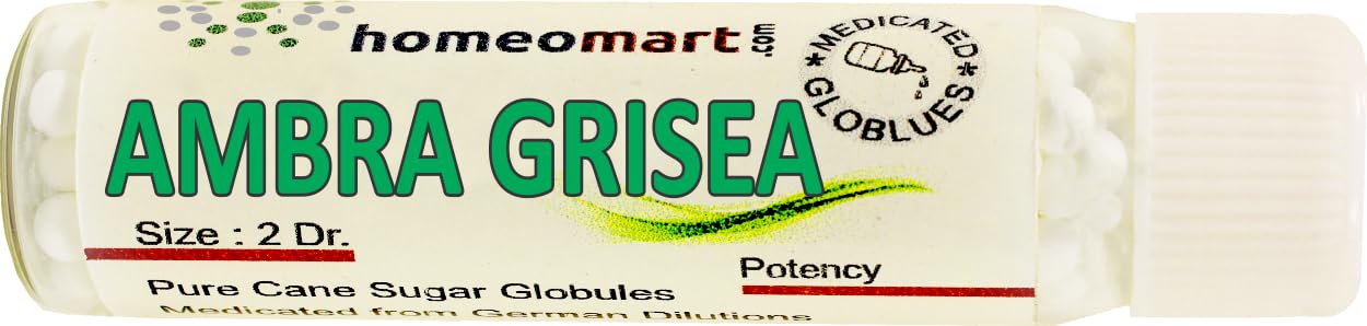 Two sterile 2-dram glass vials of Ambra Grisea pellets