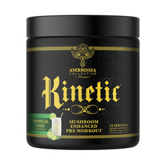 Ambrosia Kinetic Organic Preworkout bottle with Tropical Lime flavor
