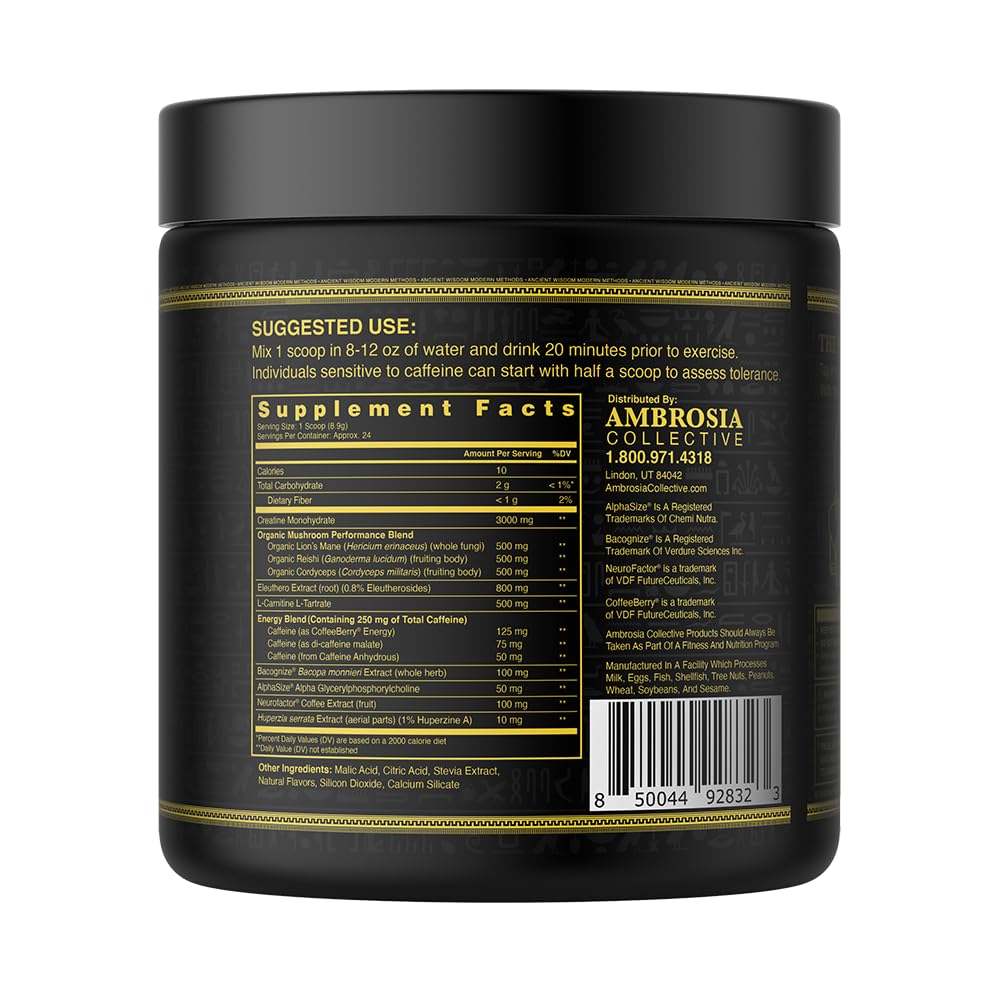Serving scoop of Ambrosia Kinetic Organic Preworkout powder