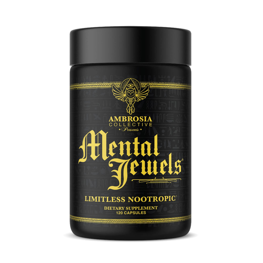 Ambrosia Mental Jewels bottle label on white background