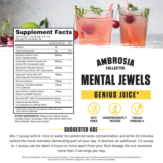 Ambrosia Mental Jewels Powder Cherry Limeade packaging