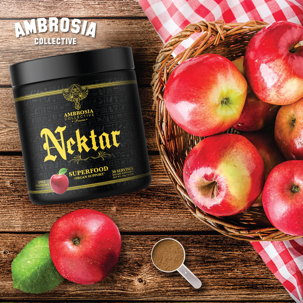Close-up of 13 superfoods inside Ambrosia Nektar