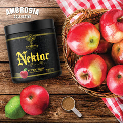 Close-up of 13 superfoods inside Ambrosia Nektar