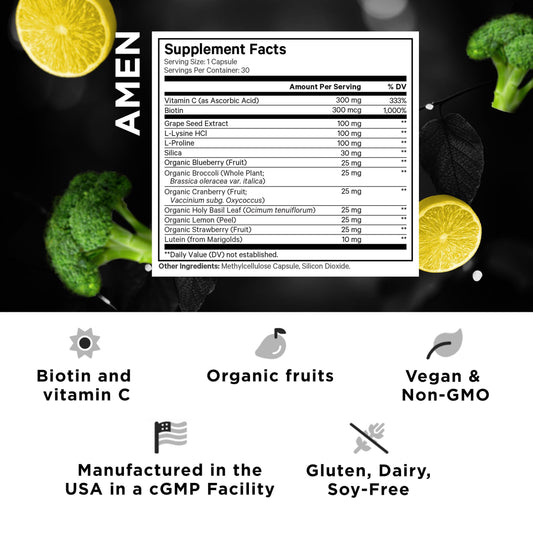 Label detail showing organic whole foods and vitamin C