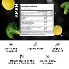 Label detail showing organic whole foods and vitamin C