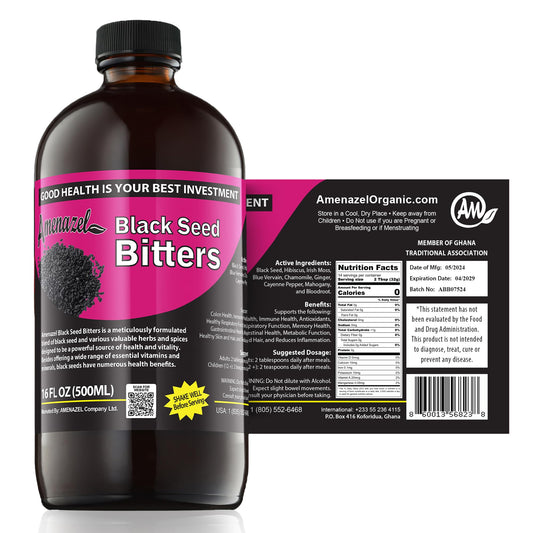 Amenazel Organic Black Seed Bitters bottle, 16 fl oz