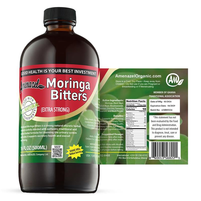 Amenazel Organic Moringa Bitters 16 oz bottle