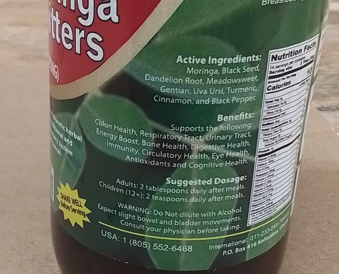 Family-friendly bottle of Amenazel Organic Moringa Bitters