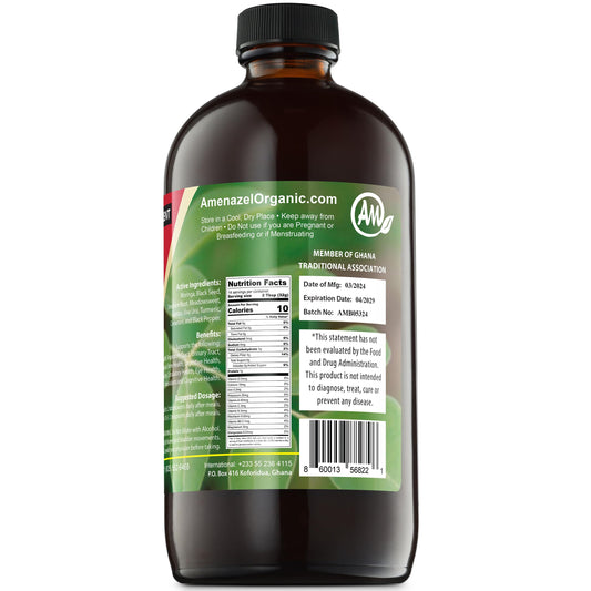 Label of Amenazel Organic Moringa Bitters