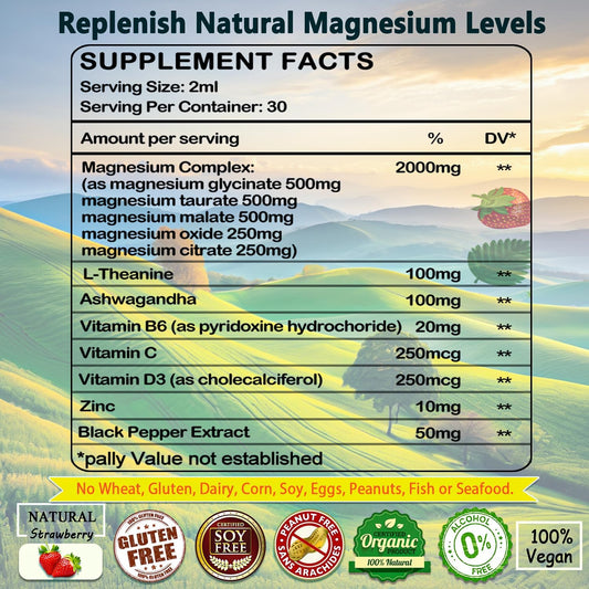 Close-up of Magnesium Glycinate liquid drops bottle