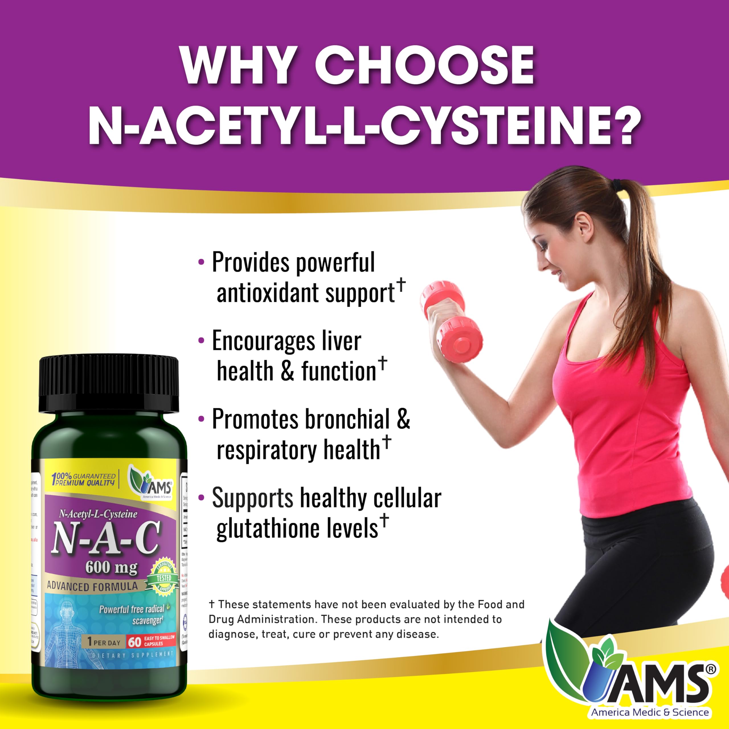 NAC 600mg supplement bottle label details
