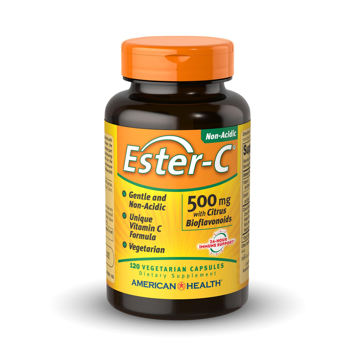Bottle of American Health Ester-C 500 mg with Citrus Bioflavonoids – 120 vegetarian capsules